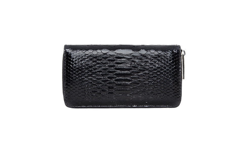 Denmark Wallet, Black Glazed Snakeskin, Front