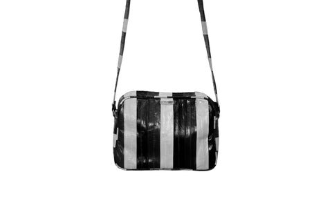 Venice Cross-Body, Black/Grey/White Eel Skin