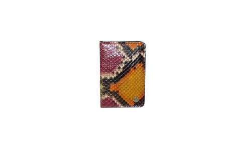 Panama Card Holder, Green Multi Color Snakeskin