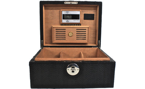 Mar Del Plata Humidor, Matte Black Whipsnake