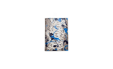 Lugano Passport Case, Blue Paint Splatter Natural Snakeskin