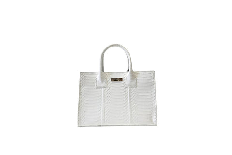 Belgravia Mini Tote, White Glazed Whipsnake
