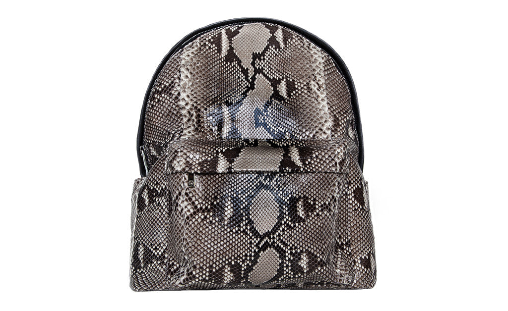 black leather snakeskin panel backpack The Andes Backpack, Natural Shimano Curado K Casting This Genuine Snakeskin Leather standing platform Color:Flo Prism Scale