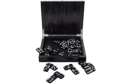 Palm Springs Dominos Set, Black Glazed Whipsnake