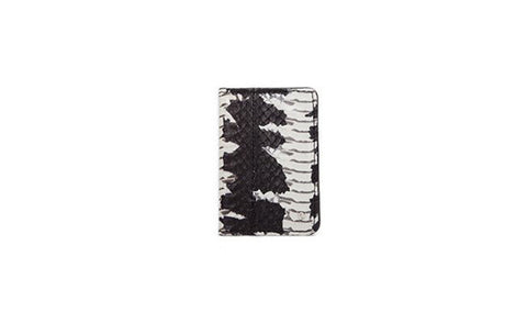 Panama Card Holder, Matte Black and White Starburst Whipsnake