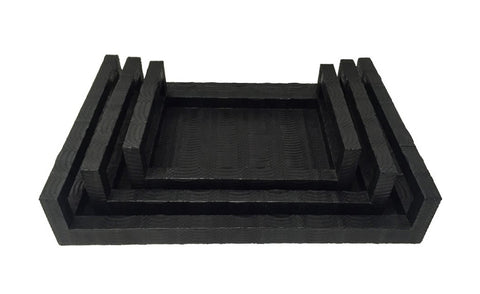 Portofino Stacking Trays, Matte Black Whipsnake