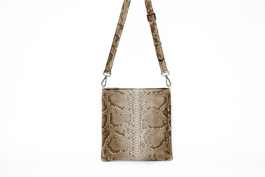 Tokyo Cross Body Natural Taupe Snakeskin Elisabeth Weinstock